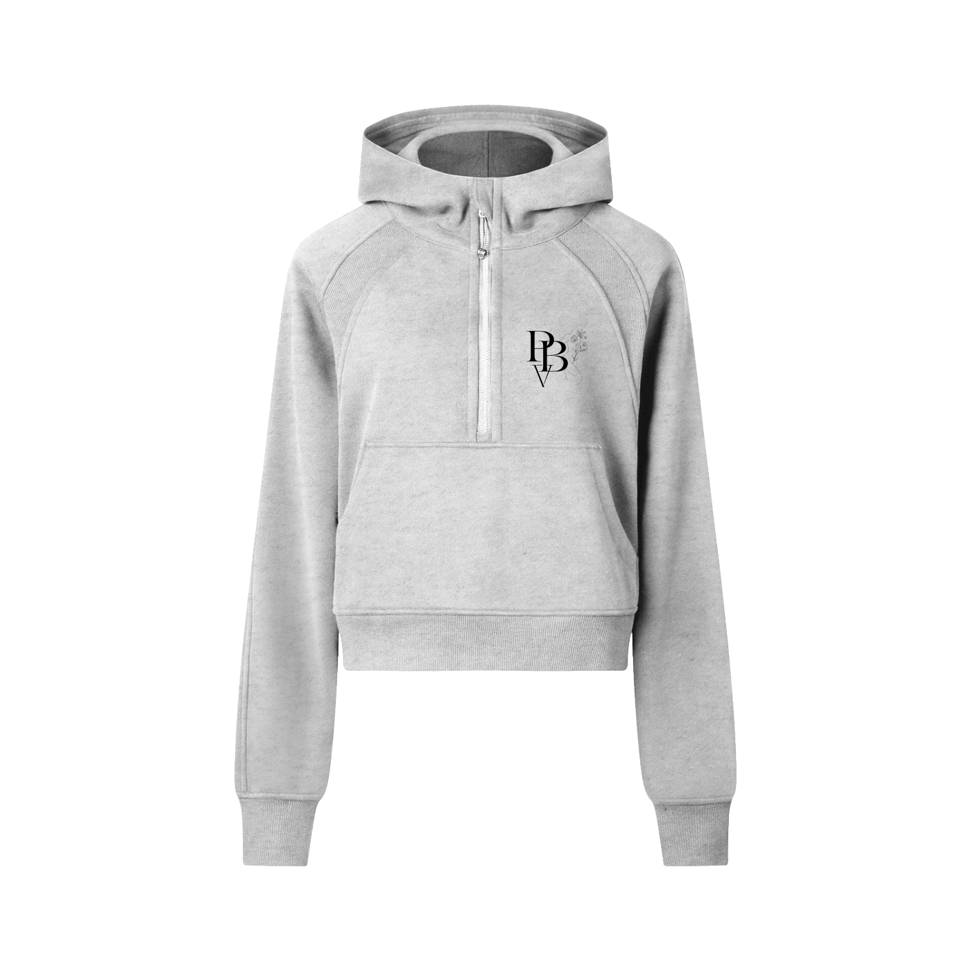 Hoodie crop demi-zip ajusté