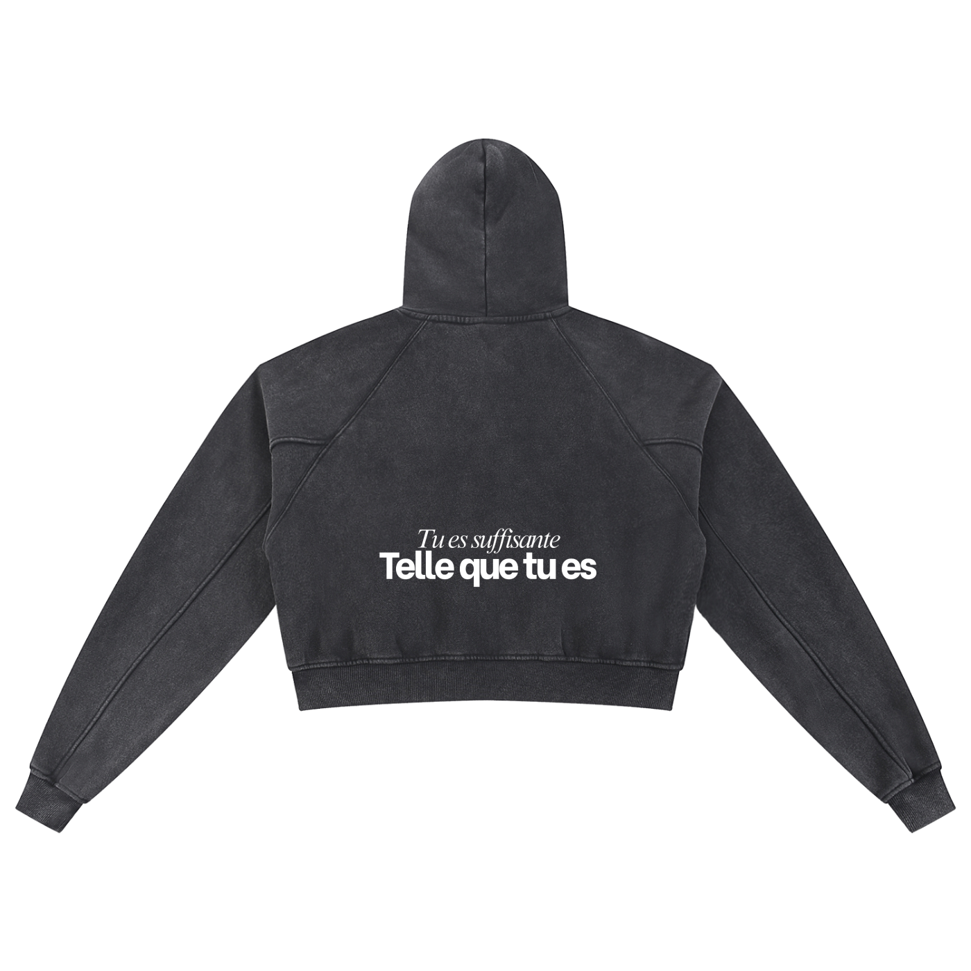 Sweat à capuche court effet délavé