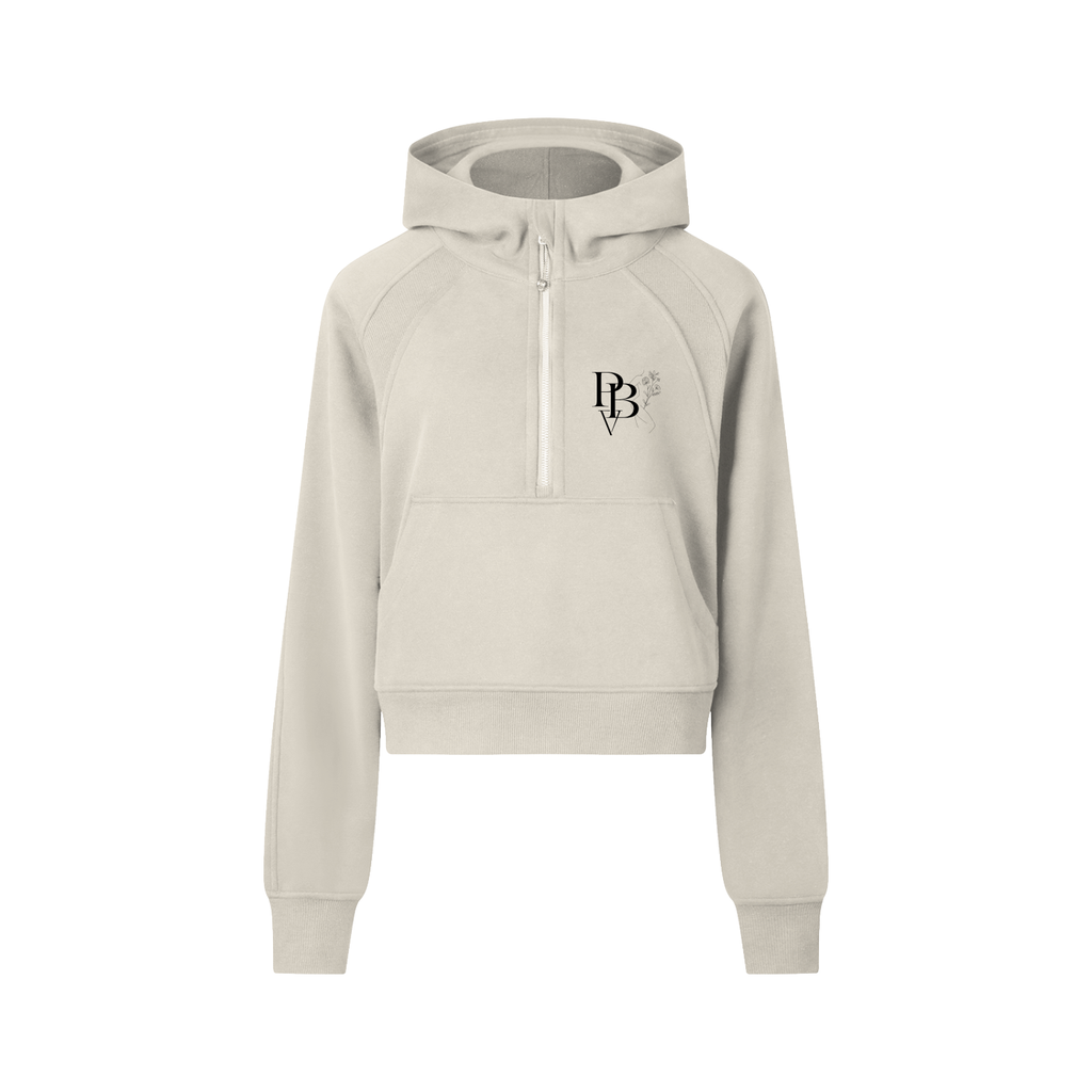 Hoodie crop demi-zip ajusté
