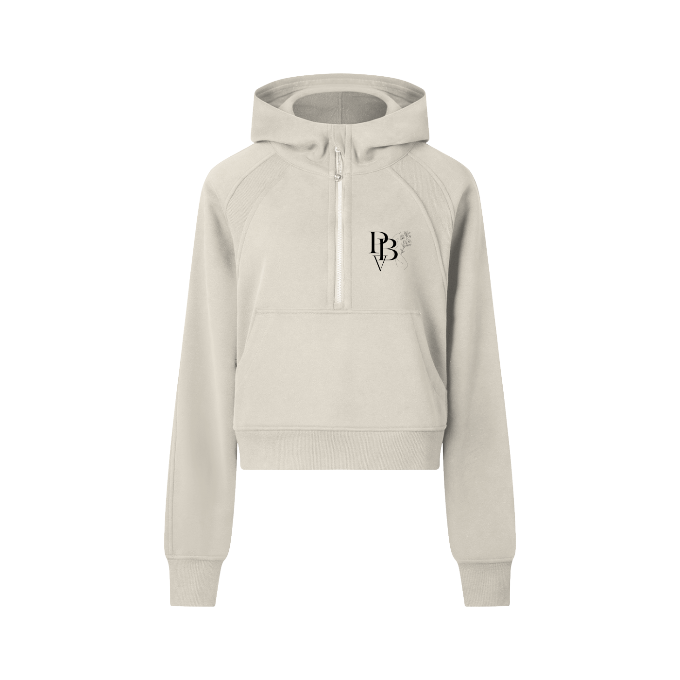 Hoodie crop demi-zip ajusté