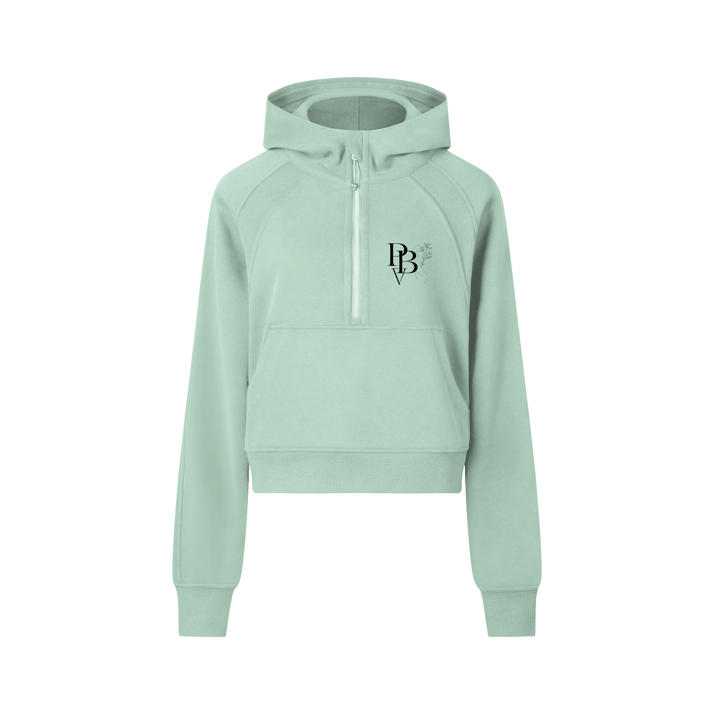 Hoodie crop demi-zip ajusté